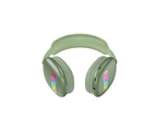 Colorful LED Wireless Headphones Bluetooth Stereo Earphones Over-Ear Headset Green