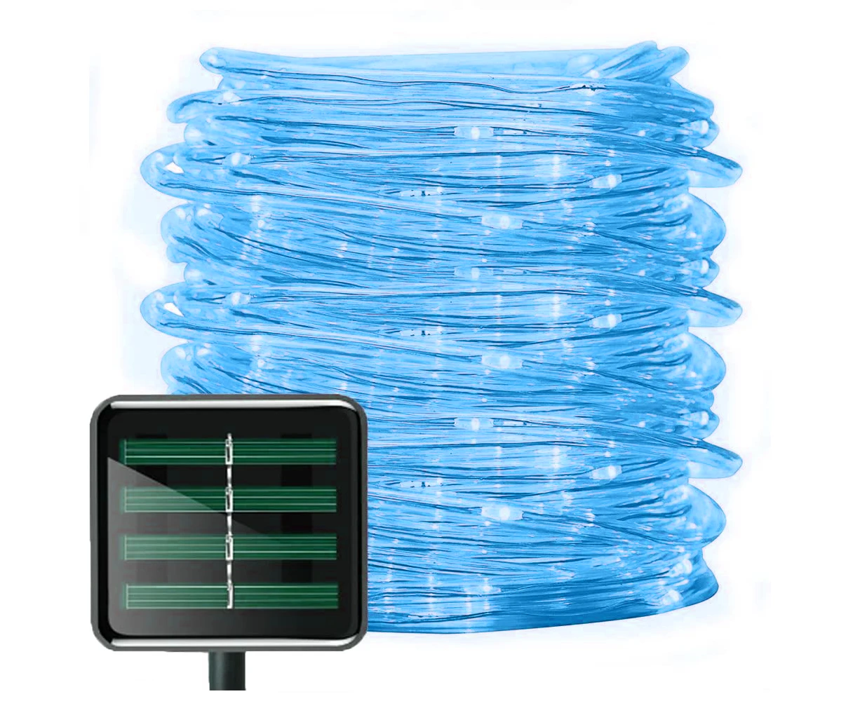 1 Pack Solar String Lights, 39ft 100LED, Garden Decor Outdoor Indoor Wedding Party Decor (PVC Pipe)-blue