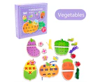 Kids Cartoon Fruit Animal Vegetable Wooden Lacing Block Threading Game Puzzle Toy Vegetable*