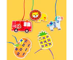 Kids Cartoon Fruit Animal Vegetable Wooden Lacing Block Threading Game Puzzle Toy Vegetable*