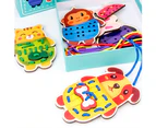 Kids Cartoon Fruit Animal Vegetable Wooden Lacing Block Threading Game Puzzle Toy Vegetable*