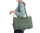 Women Tote Bag for Work Travel Canvas Laptop Handbag Shoulder Bag Green