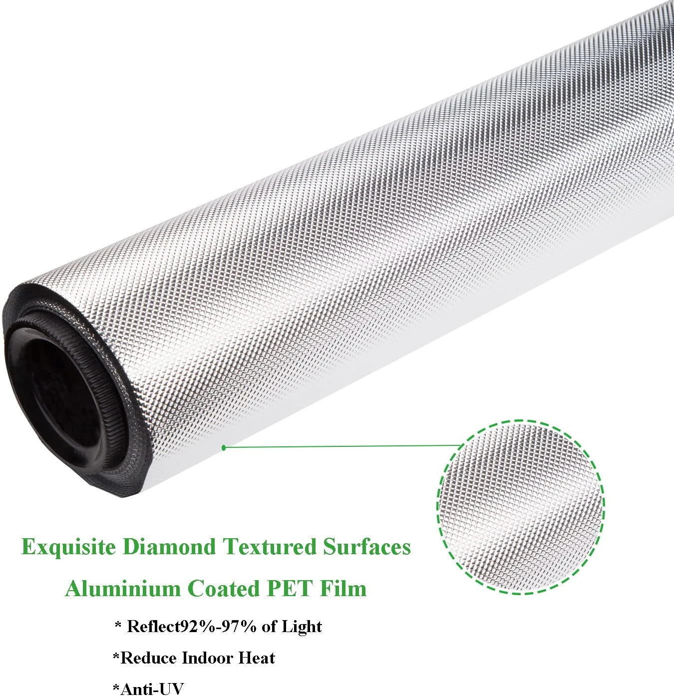 DIAMOND SILVER WHITE FILM 6 MIL HIGH REFLECTIVE FOR HYDROPONICS GROW ROOM - 1.22 x 15.24 M