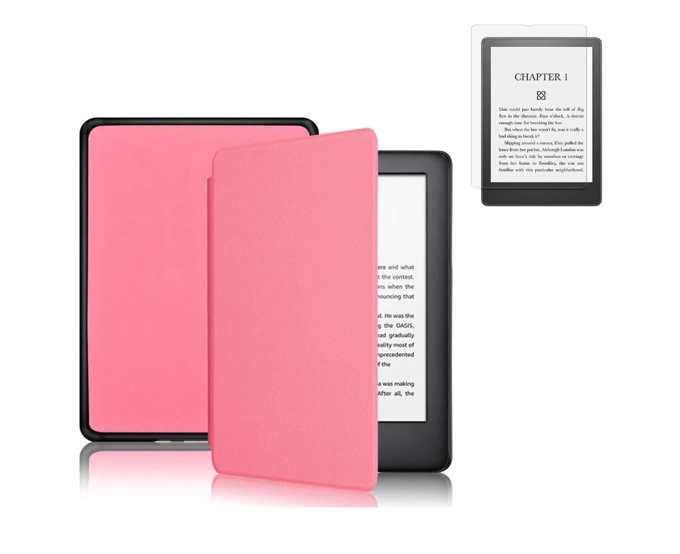 StylePro, Combo Kindle Basic 10th gen 6 case with screen protector, pink