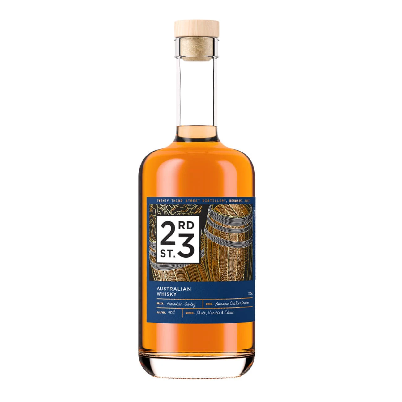 23rd Street Distillery Australian Whisky, 700ml 40% Alc.