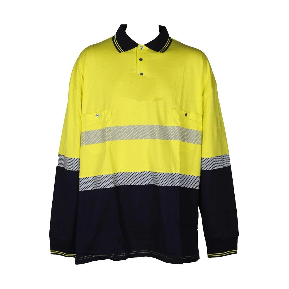 WS WORKWEAR Men's Hi-Vis Polo Shirts With Reflective Tape | Yellow | Navy