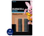 20 Pack Duracell Ultra AAA Batteries Coppertop Alkaline Longest Lasting Battery