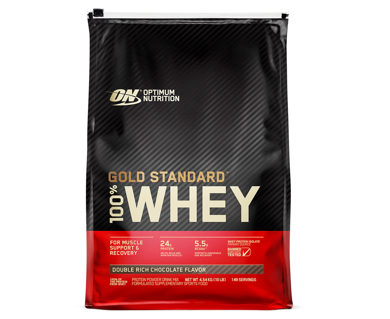 Optimum Nutrition Gold Standard 100% Whey Protein Powder Double Rich Chocolate 4.54kg / 149 Serves