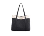 Women Tote Bag for Work Travel Canvas Laptop Handbag Shoulder Bag Black