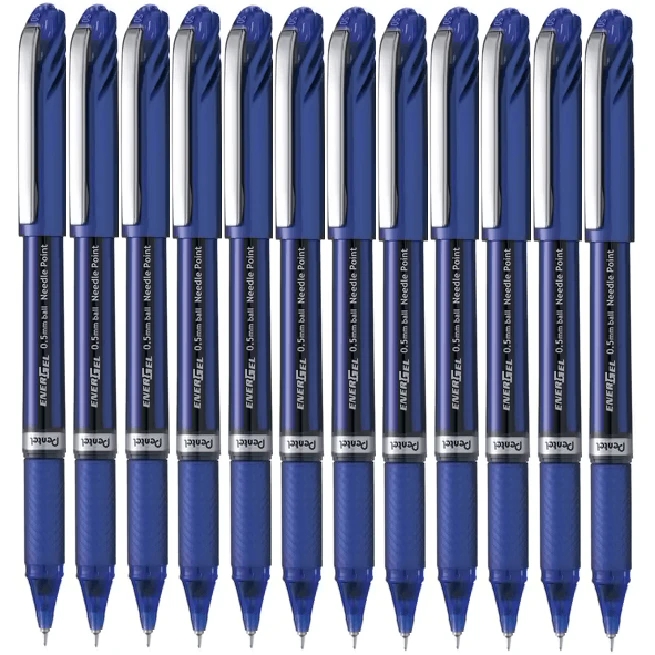 Pentel Bln25 Energel Rollerball Liquid Gel Ink Pen 0.5mm Needle Point Blue Box 12