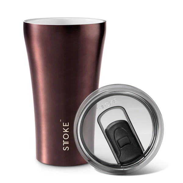 Sttoke Ceramic Reusable Coffee Cup 12oz Rust Brown