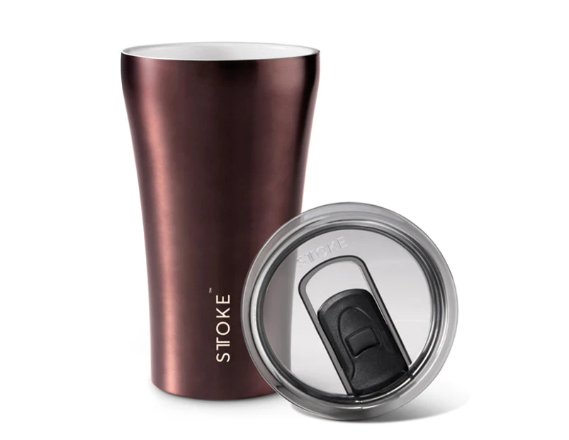 Sttoke Ceramic Reusable Coffee Cup 12oz Rust Brown