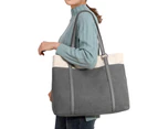 Women Tote Bag for Work Travel Canvas Laptop Handbag Shoulder Bag Gray