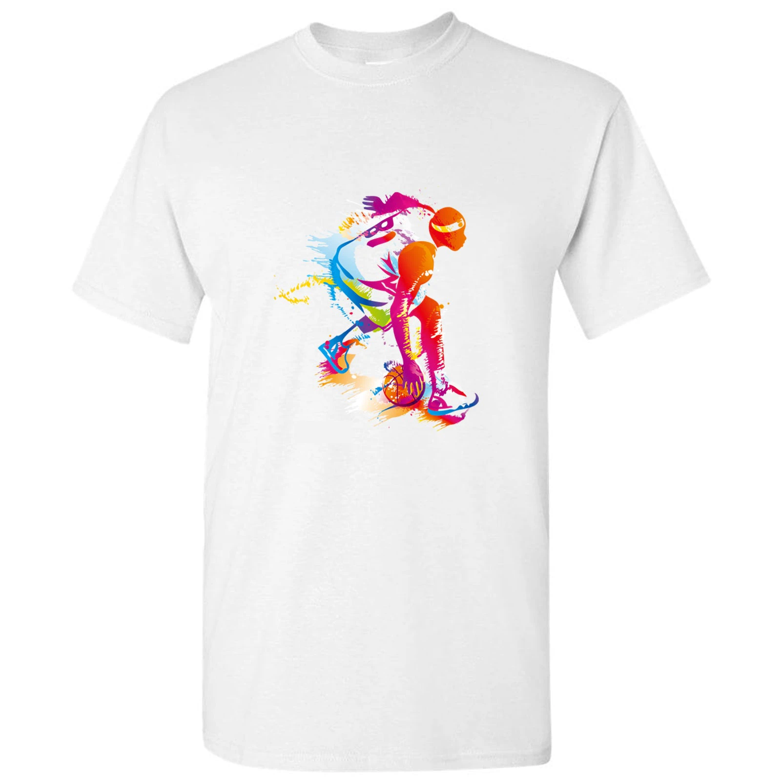 Dribble Crossover Street Basketball White Men Basic T Shirt Tee Top