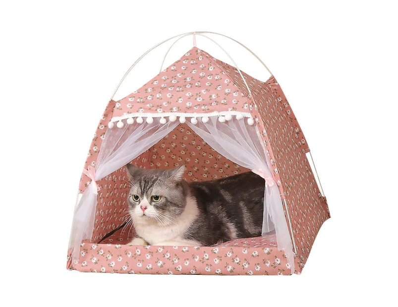 Portable Cat Tents Cat House Foldable Pet Nest for Small Cat Dog Pink