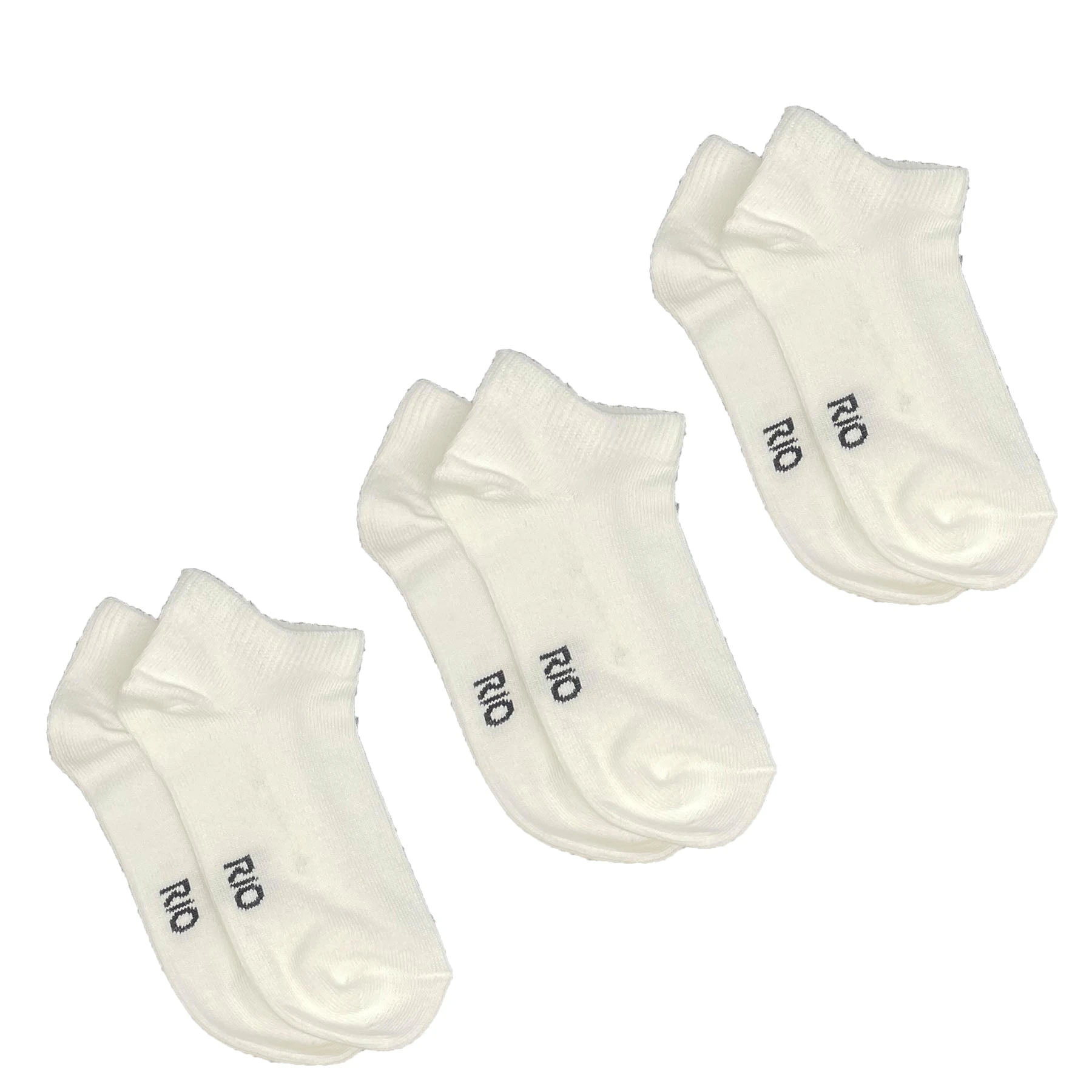 Rio 3 Pack Kids Trainer Cotton Rich School Boys Girls White Low Cut Socks