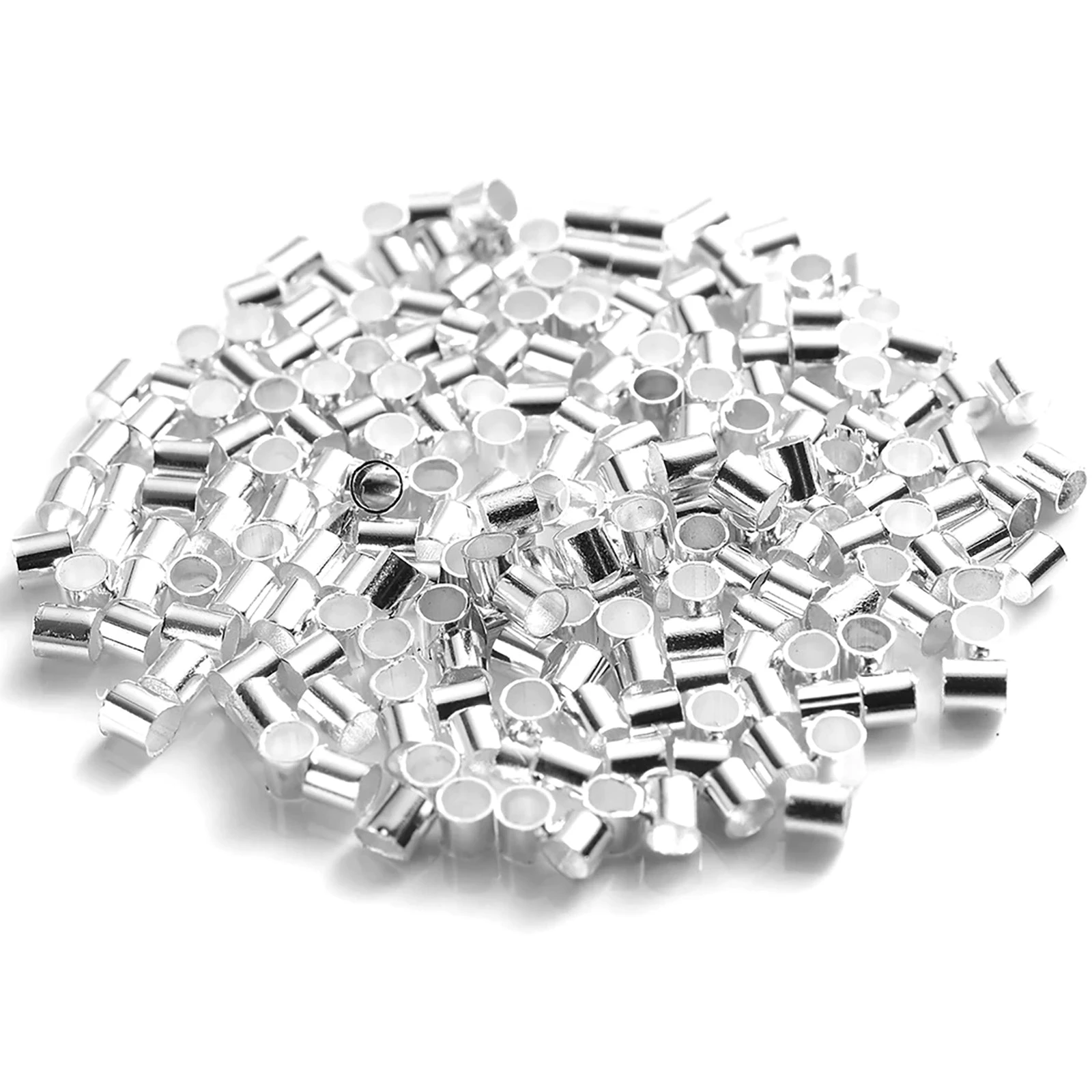 100pcs 2mm Silver Jewellery Crimps Tube Beads Findings Earrings Making Kit