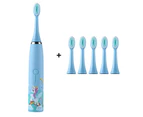 Rechargeable Kids Electric Toothbrush, 4 Modes With Memory, Fun & Easy - Light Blue