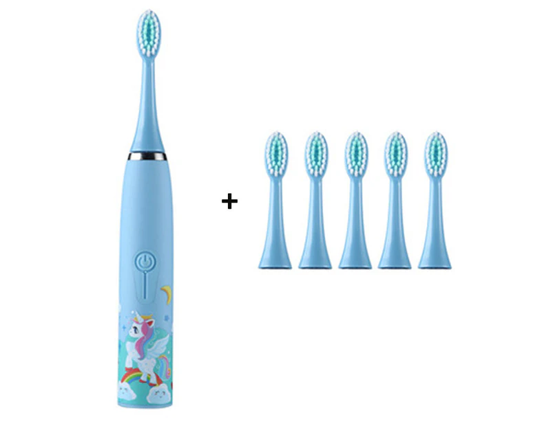 Rechargeable Kids Electric Toothbrush, 4 Modes With Memory, Fun & Easy - Light Blue