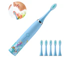 Rechargeable Kids Electric Toothbrush, 4 Modes With Memory, Fun & Easy - Light Blue