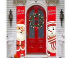 Christmas Porch Door Wall Banner Flag Home Xmas Hanging Party Decoration - Santa Claus Snowman