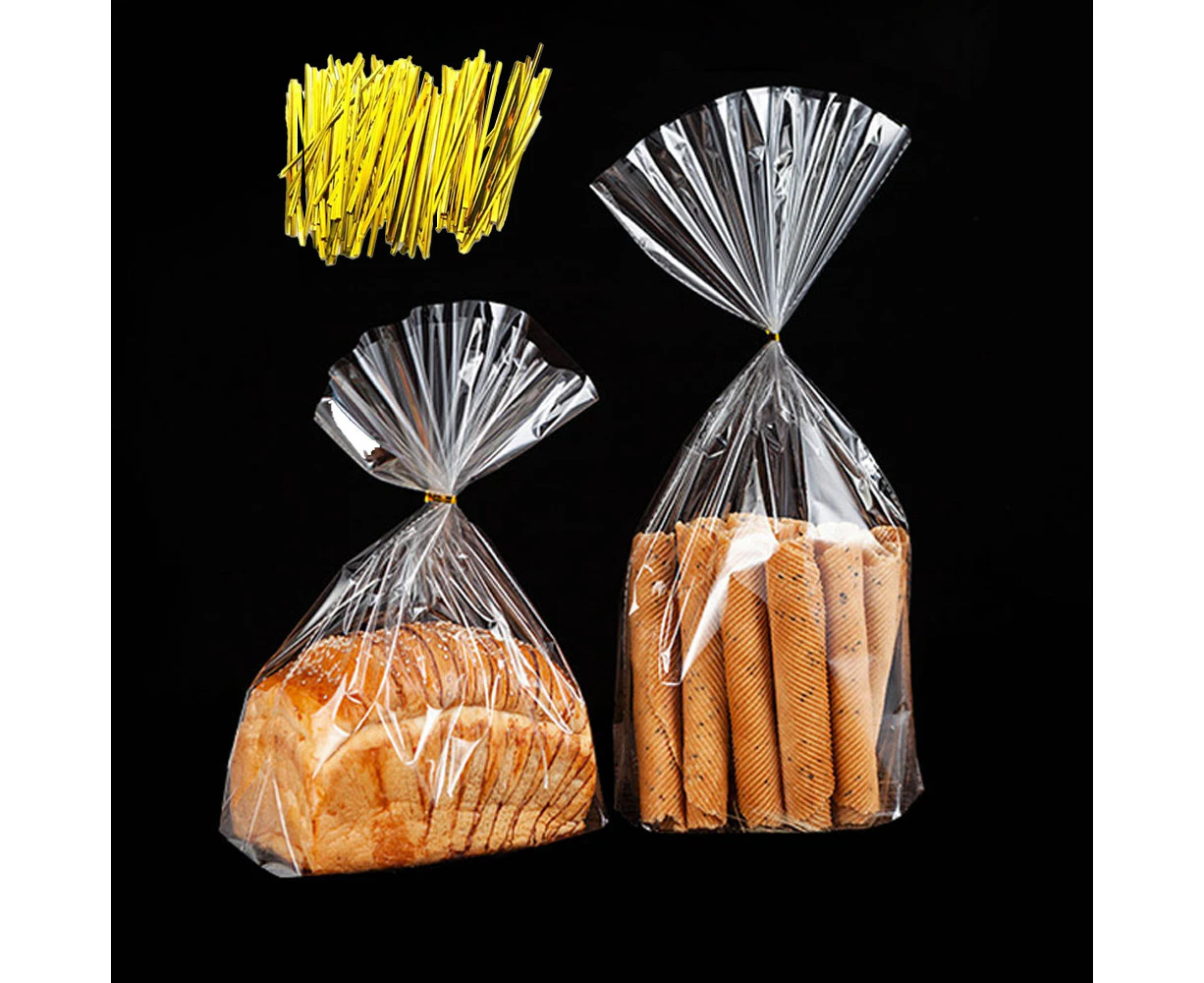 Bread Bags With Ties,100Pieces Plastic Bread Bags For Homemade Bread Gift Giving,Clear Bread Loaf Storage Bags-26*33+9