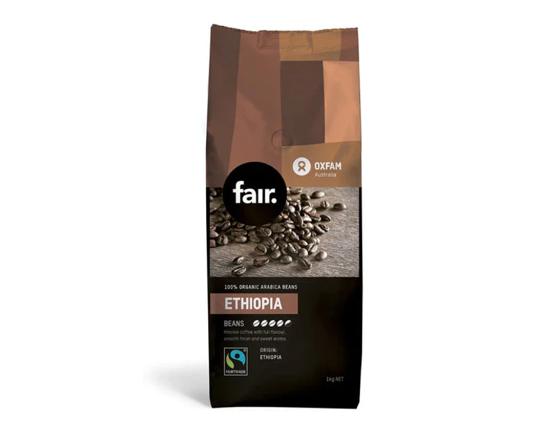 Oxfam fair Fairtrade organic Ethiopia coffee beans 1kg