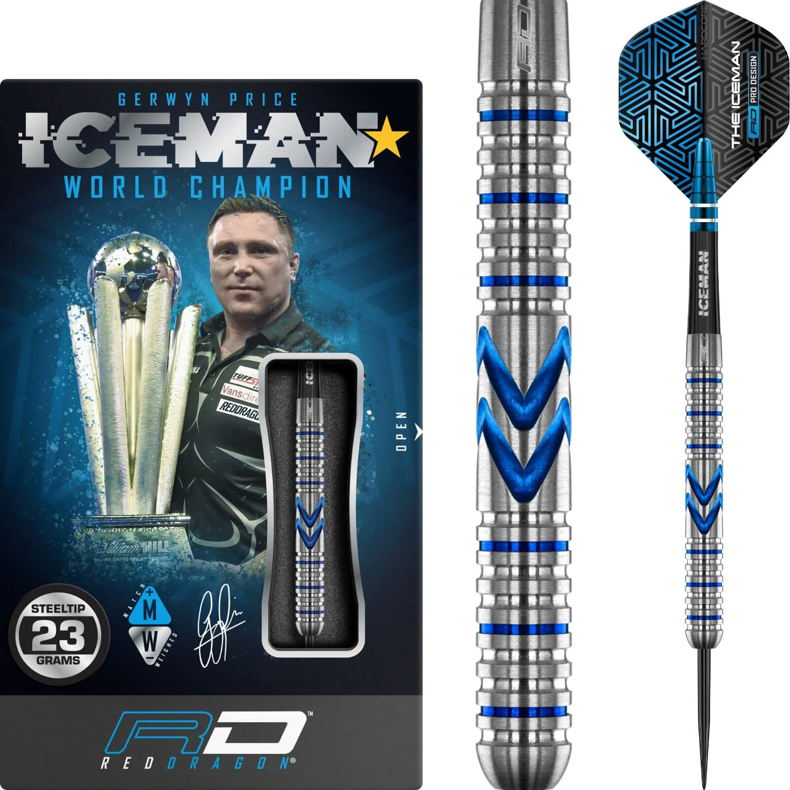 Red Dragon Gerwyn Price ICEMAN Midnight Edition 90% Tungsten Dart Set