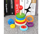 Baby Kids Wooden Rainbow Ring Geometric Building Blocks Stacking Game Puzzle Toy Multicolor