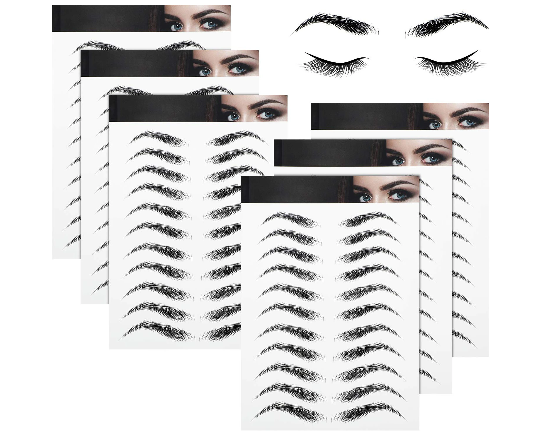 6 Sheets 4D Hair-like Waterproof Eyebrow Tattoo Stickers