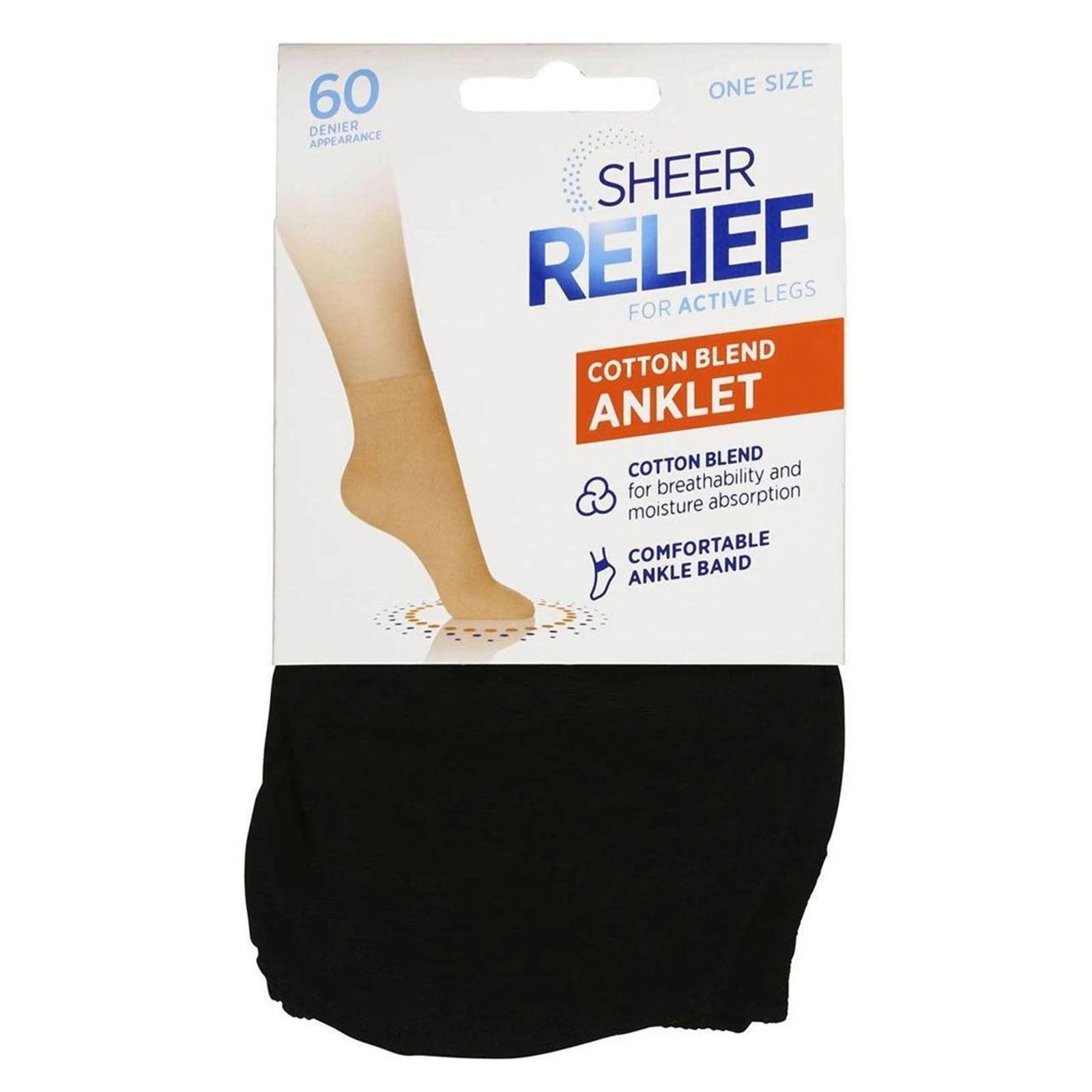 Sheer Relief Women Cotton Blend Tight Stockings Comfy Anklets Socks Black