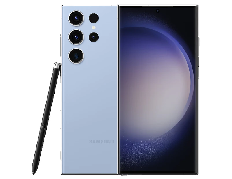 Samsung Galaxy S23 Ultra 5G 256GB - Sky Blue (SM-S918BLBAATS)*AU STOCK*,6.8',Quad HD+,120Hz,8GB/256GB,200MP/12MP,S Pen,Single SIM+eSIM,5000mAh,2YR