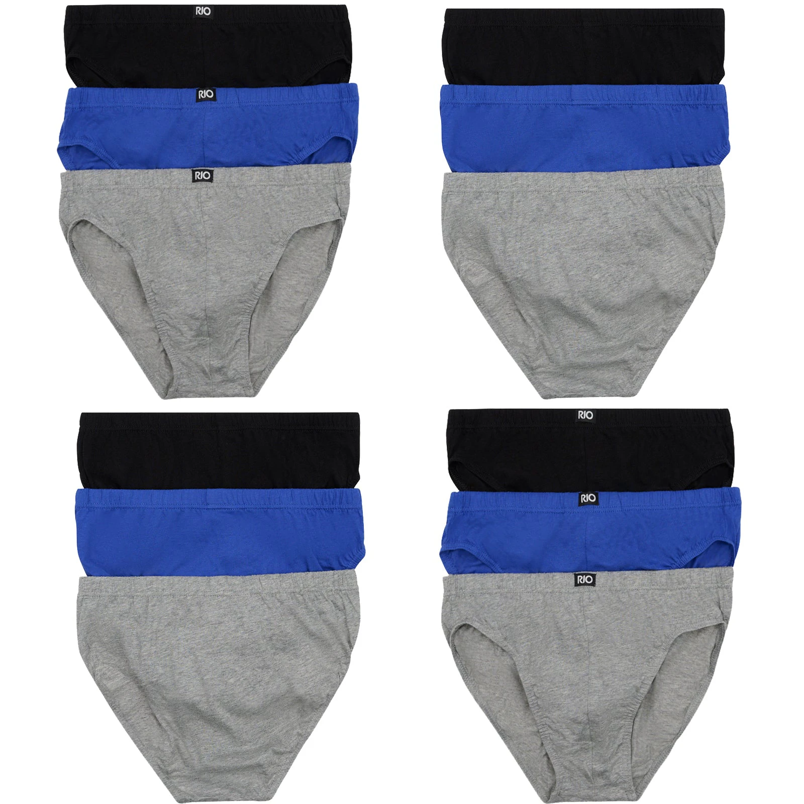 Rio 12 Pack Mens Cotton Hipster Briefs Undies Underwear Blue Grey Black Bulk M80404 Assorted