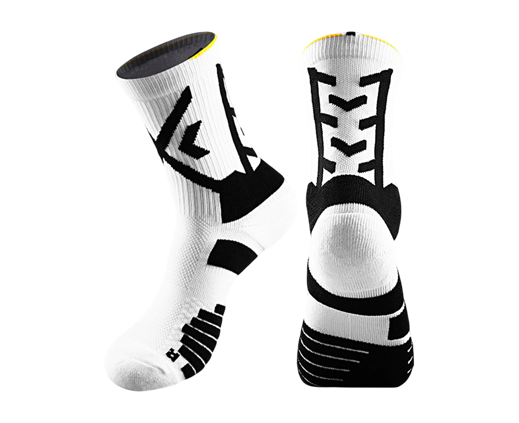 Sport Sock Quick Dry Sweat Absorption Anti-scratch Professional Basketball Men Women Socks for Walking -White Polyester Cotton