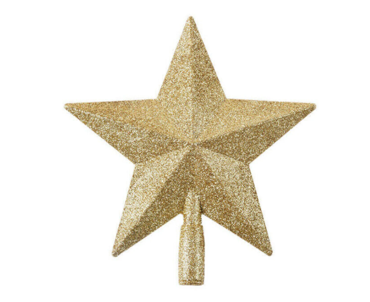 Glitter Star Christmas Tree Topper Ornament Xmas Party Home Decoration - Gold