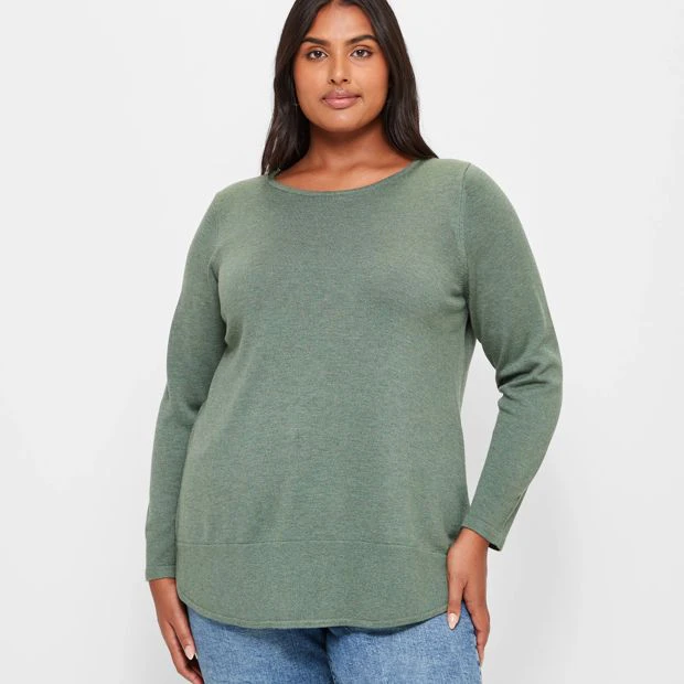 Target Plus Size Curve Hem Knit Jumper - Green