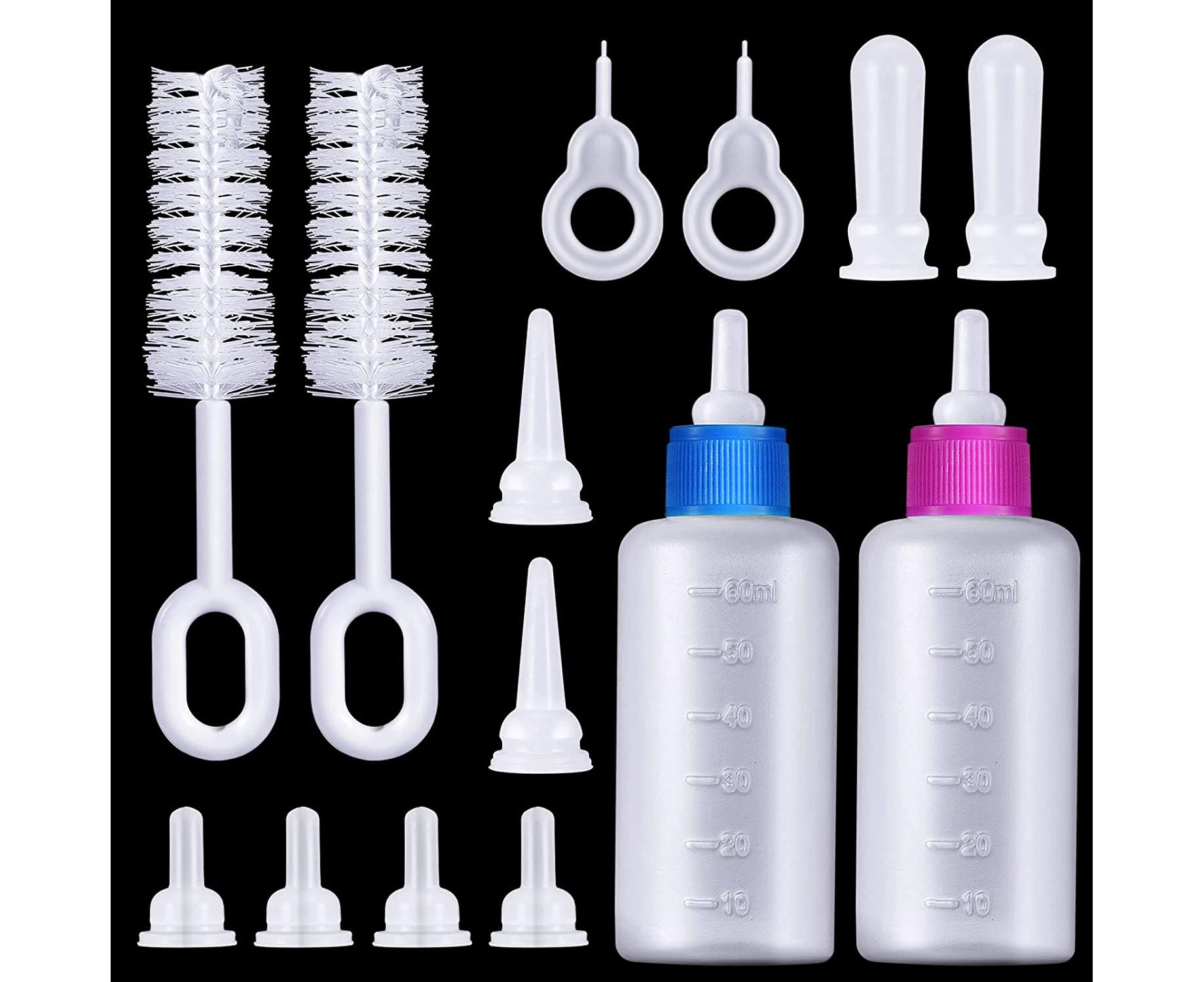 Pet Feeding Bottle Kit,  Puppy Nursing Bottle Kit and Replacement Mini Nipples for Kitten Puppy Small Pet Feeding Tool