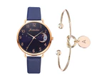 Women Watch Moon Numbers Dial Bracelet Watches Set Ladies Leather Band Quartz Wristwatch Women Female Clock Relogio Mujer Hot