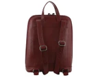 Milleni Ladies Nappa Leather Bag Twin Zip Backpack w/ Zipped Pocket - Cabernet Red