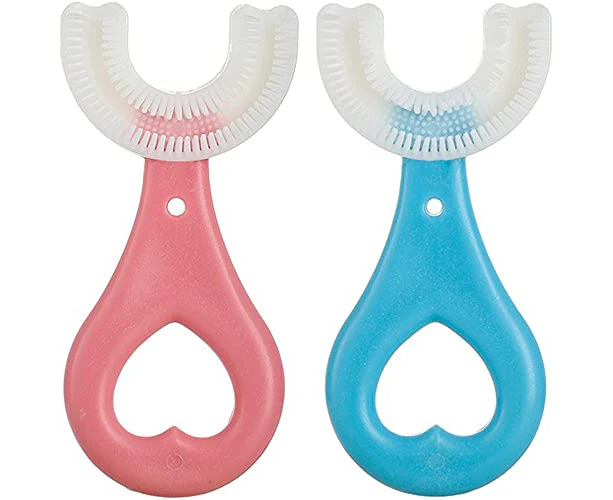 2PCS Kids U-Shaped Manual Training Tooth Brush Oral Teeth Cleaning Design for Toddlers and Children Ages 2-6