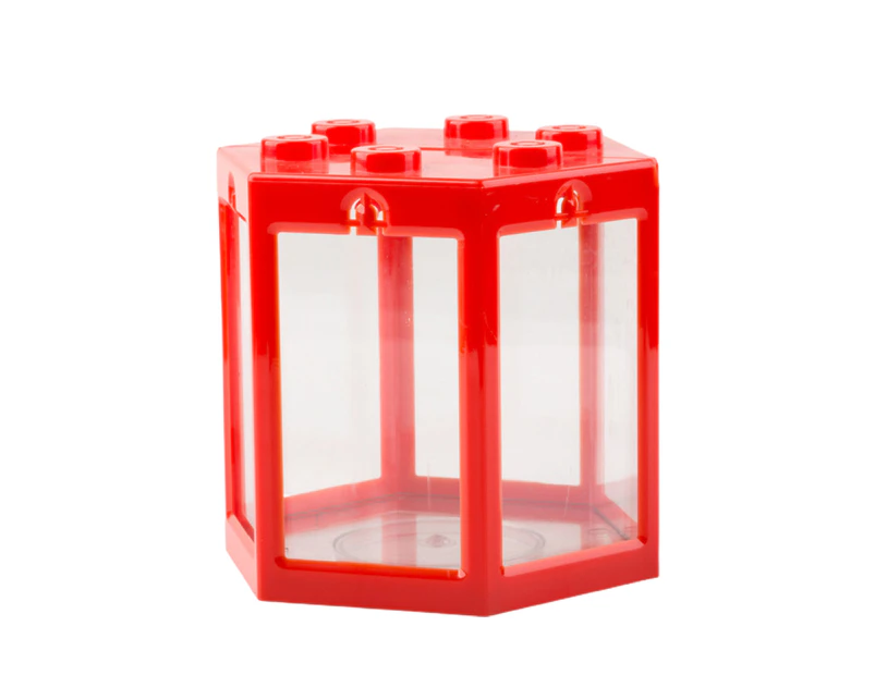 Fish Tank Transparent with Air Vent Clear Goldfish Small Betta Fish Tank for Home Use-Red Square