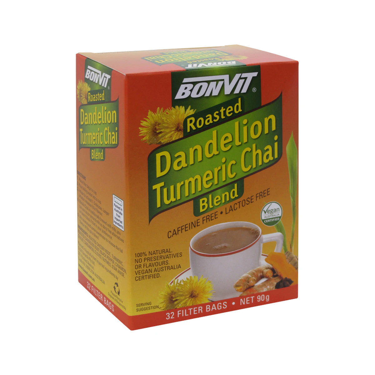 Bonvit Roasted Dandelion Turmeric Chai Blend Tea X 32 Filter Bags