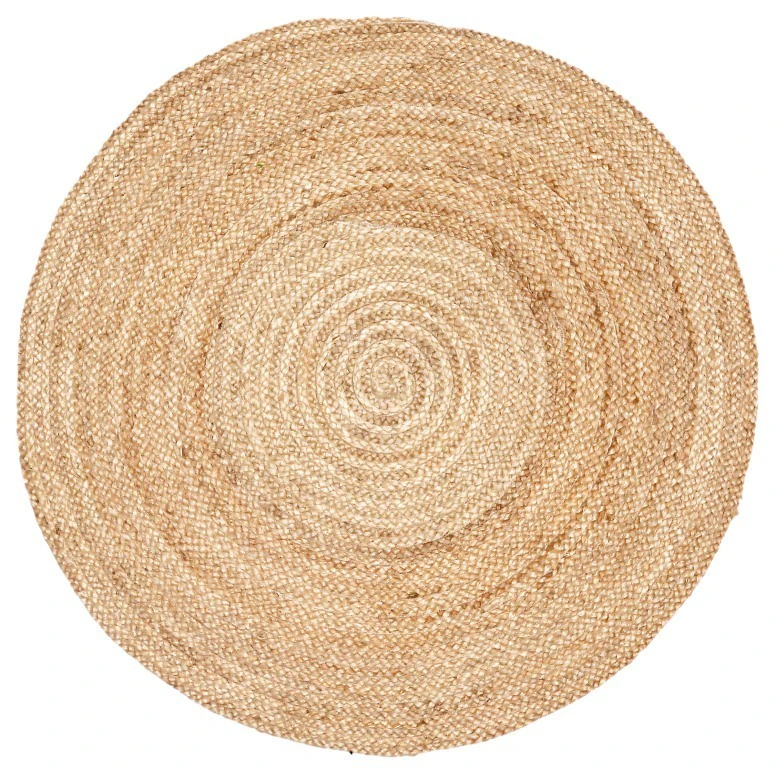 Handmade Round Jute Rug - Plain - Natural - Natural