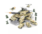 Battle Tank Toy With Realistic Light & Sound Rotating Turret Military Vehicles Sets With 6 Mini Cars 1 Mini Plane