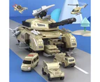 Battle Tank Toy With Realistic Light & Sound Rotating Turret Military Vehicles Sets With 6 Mini Cars 1 Mini Plane