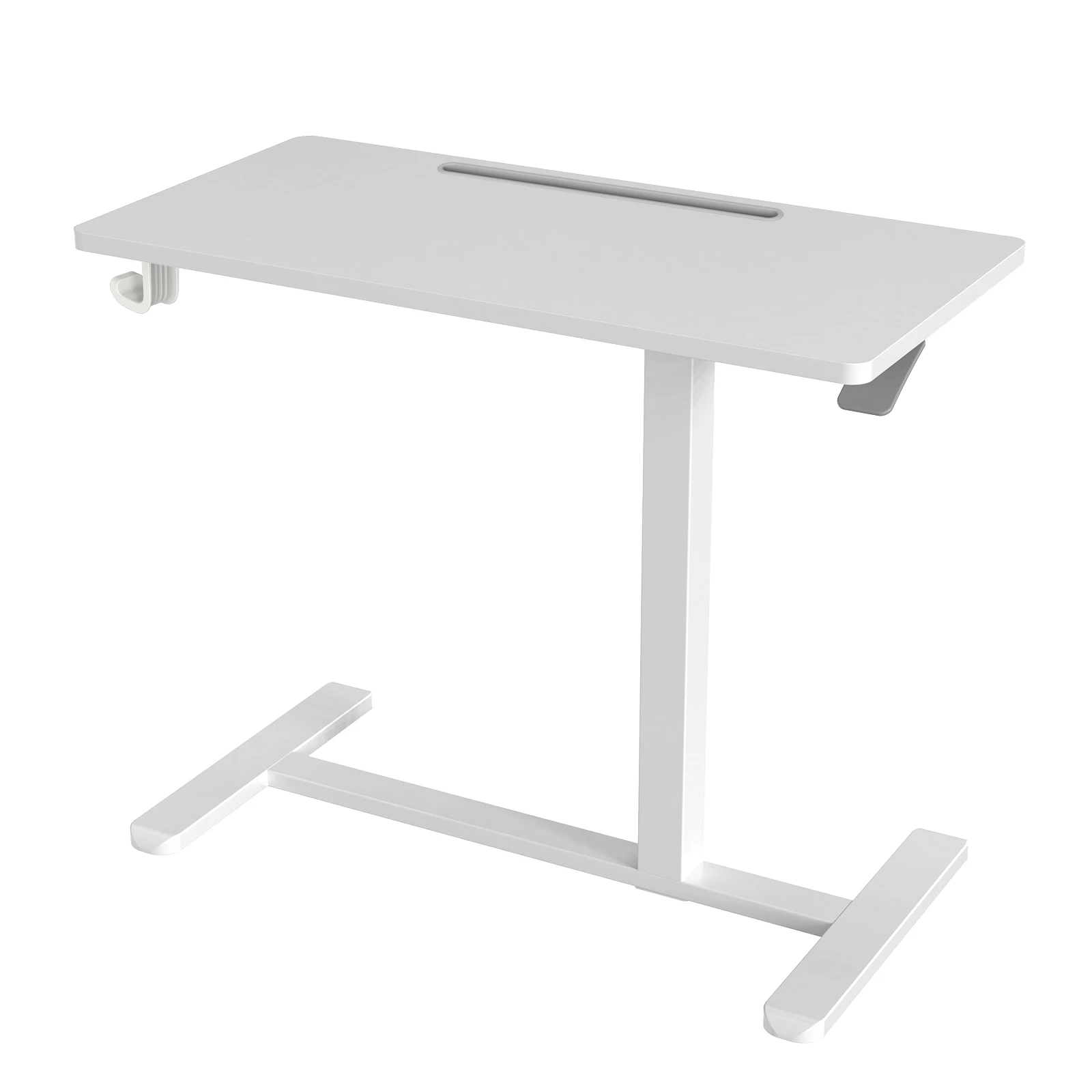 Altus Mobile Standing Desk with Wheels Pneumatic Over Bed Table (White)