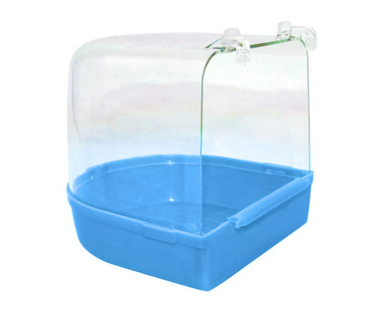 Pet Bird Parrot Transparent Bathing Tub Bathtub Shower Box Hanging Cage Decor-Blue