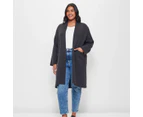 Target Plus Size Longline Shawl Cardigan - Grey