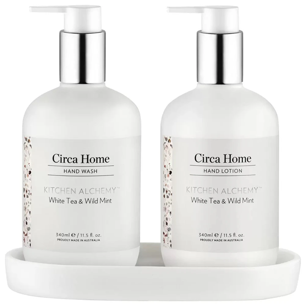 Circa Home Deluxe Handwash And Lotion Set 340ml With Stand White Tea & Wild Mint