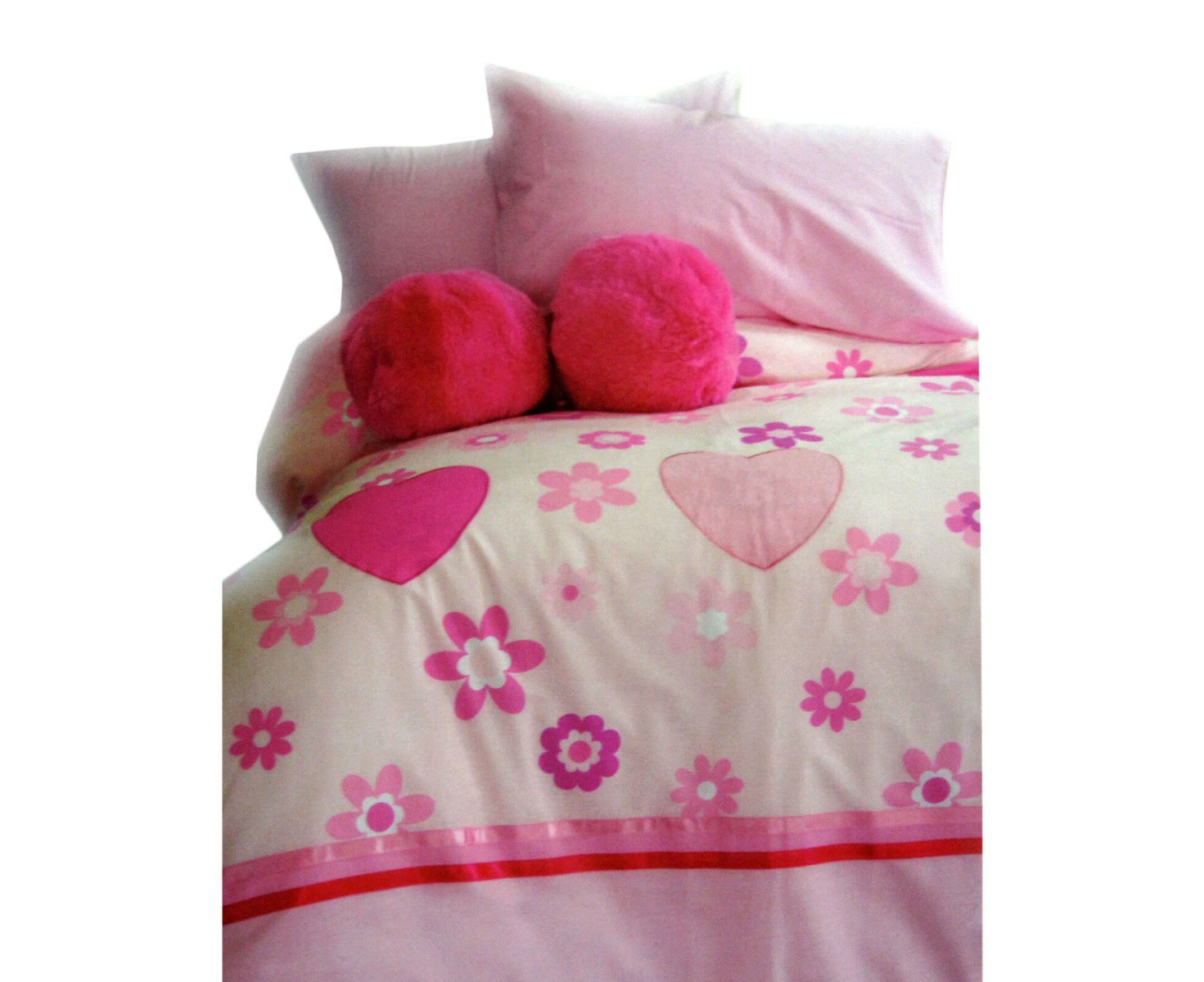 Happy Kids Hearts Easy Care Quilt Cover Set Single